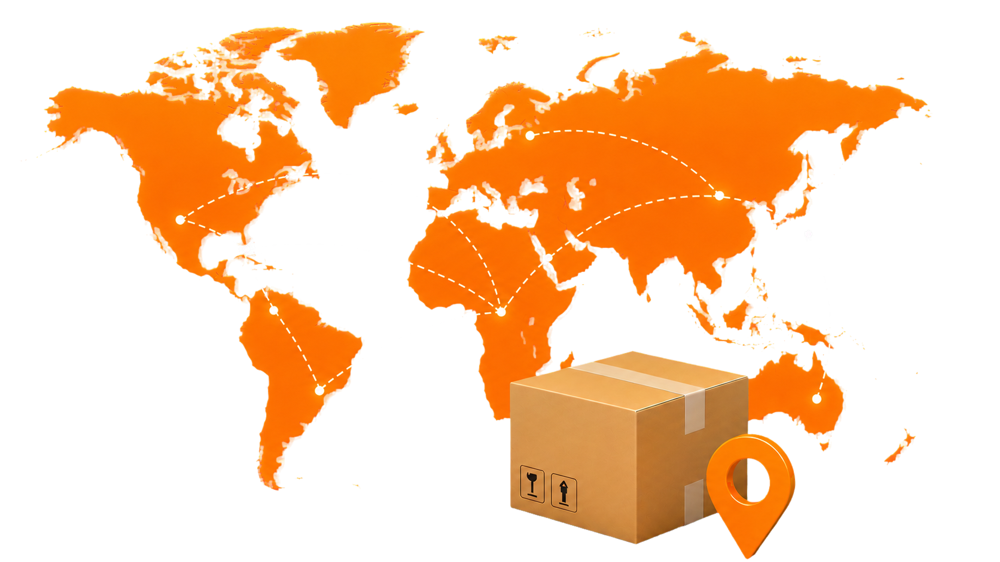 Glowing world map with international delivery routes